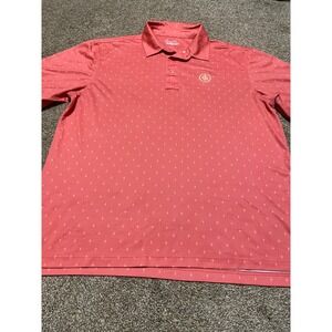 Straight Down Mens Coral Pink Geometric Print Performance Golf Polo Shirt Size L